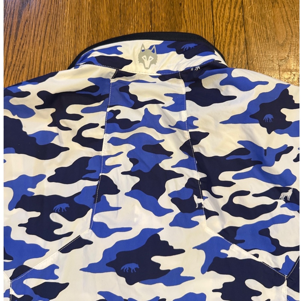 Greyson Clothiers Mens Blue Wolf Camo Full Zip Golf Jacket Small Mock Neck - Picture 5 of 8